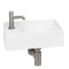 Ben Stelvio fonteinset glans wit keramiek incl. rvs-look kraan links