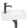 Saniselect Parvus fonteinset glans wit keramiek incl. gunmetal kraan links