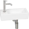 Saniselect Parvus fonteinset glans wit keramiek incl. rvs-look kraan links