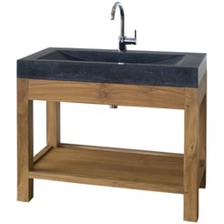 Teak &amp; Living Wastafelmeubel Unf. met wastafelbak Black Afmeting: 100x48x90 cm