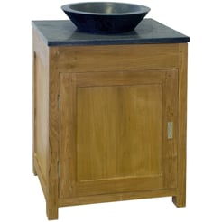 Teak &amp; Living Wastafelmeubel 60x50x90 cm. Incl Top en natuurstenen waskom Black