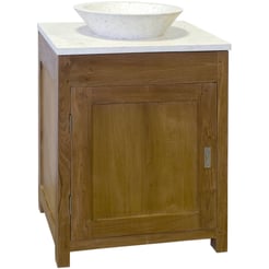 Teak &amp; Living Wastafelmeubel 60x50x90 cm. Incl Top en natuurstenen waskom White