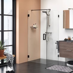 Get Wet by Sealskin I am douchecabine zijwand 90x200 cm mat zwart helder glas