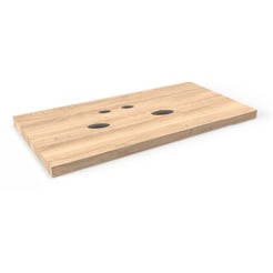 Ben Elina blad Naturel eiken 120x45x2 cm met 2 sifonuitsparingen met kraangaten in het midden