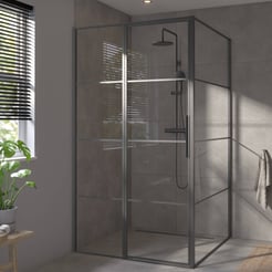 Saniselect Dato Zijwand 120x210 cm Mat Zwart Helder Glas