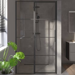 Saniselect Dato Draaideur 120x210 cm Mat Zwart/Helder Glas