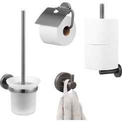Saniselect Econ accessoireset 4-delig geborsteld zwart