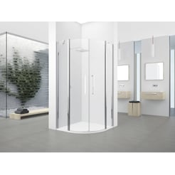 Novellini Young 2.0 kwartrond met Draaideur 90x200 cm  Mat Chroom Helder Glas