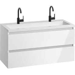 Saniselect Guarda meubelset 2 lades met mat witte mineraalmarmere wastafel greeploos 120cm Glans Wit