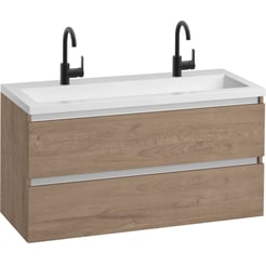 Saniselect Guarda meubelset 2 lades met mat witte mineraalmarmere wastafel greeploos 120cm Toffee