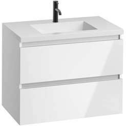 Saniselect Guarda meubelset 2 lades met mat witte mineraalmarmere wastafel greeploos 80cm Glans Wit