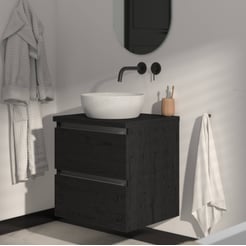 Saniselect Guarda voorgemonteerd badmeubel incl. afdekblad met aluminium greeplijst 60cm eiken zwart