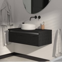 Saniselect Guarda voorgemonteerd badmeubel met aluminium greeplijst incl. matte waskom 100cm eiken zwart