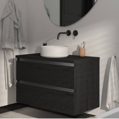 Saniselect Guarda voorgemonteerd badmeubel incl. afdekblad met aluminium greeplijst 100cm eiken zwart