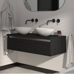 Saniselect Guarda voorgemonteerd badmeubel met aluminium greeplijst incl. matte waskommen 120cm eiken zwart