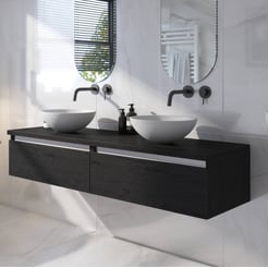 Saniselect Guarda voorgemonteerd badmeubel incl. afdekblad met aluminium greeplijst 160cm eiken zwart