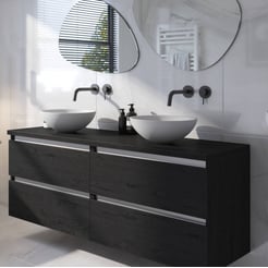 Saniselect Guarda voorgemonteerd badmeubel 4 lades incl. afdekblad met aluminium greeplijst 160cm eiken zwart