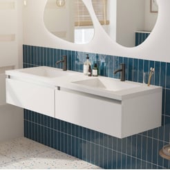 Saniselect Guarda voorgemonteerd badmeubel met aluminium greeplijst incl. wastafel 160,5x51,5cm gebrand zwart