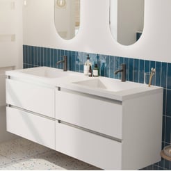 Saniselect Guarda voorgemonteerd badmeubel met aluminium greeplijst incl. wastafel 160,5x51,5cm gebrand zwart