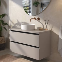 Saniselect Guarda voorgemonteerd badmeubel incl. afdekblad met zwarte greeplijst 100cm mat greige