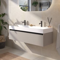 Saniselect Guarda voorgemonteerd badmeubel met zwarte greeplijst incl. matte wastafel 120x45cm mat greige