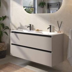 Saniselect Guarda voorgemonteerd badmeubel met zwarte greeplijst incl. matte keramische wastafel 121x46cm mat greige