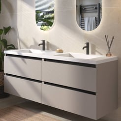 Saniselect Guarda voorgemonteerd badmeubel met zwarte greeplijst incl. wastafel 160,5x51,5cm mat greige