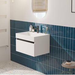 Saniselect Guarda voorgemonteerd badmeubel met zwarte greeplijst incl. matte wastafel 60x45cm mat wit