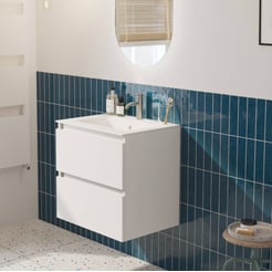 Saniselect Guarda voorgemonteerd badmeubel met witte greeplijst incl. matte keramische wastafel 61x46cm mat wit
