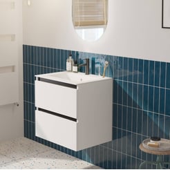 Saniselect Guarda voorgemonteerd badmeubel met zwarte greeplijst incl. matte keramische wastafel 61x46cm mat wit