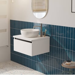 Saniselect Guarda voorgemonteerd badmeubel met zwarte greeplijst incl. keramische waskom 60cm mat wit