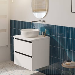 Saniselect Guarda voorgemonteerd badmeubel met zwarte greeplijst incl. keramische waskom 60cm mat wit