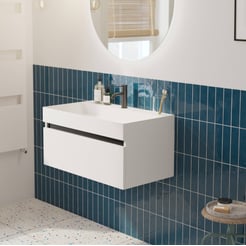 Saniselect Guarda voorgemonteerd badmeubel met zwarte greeplijst incl. matte wastafel 80x45cm mat wit