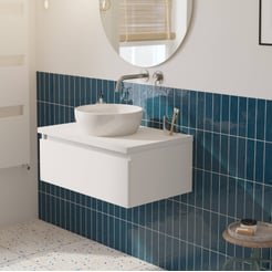 Saniselect Guarda voorgemonteerd badmeubel met witte greeplijst incl. keramische waskom 80cm mat wit