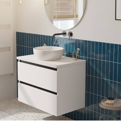 Saniselect Guarda voorgemonteerd badmeubel met zwarte greeplijst incl. keramische waskom 80cm mat wit