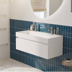 Saniselect Guarda voorgemonteerd badmeubel met witte greeplijst incl. matte wastafel 100x45cm mat wit