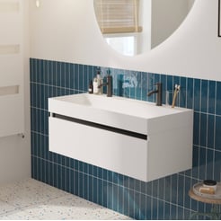 Saniselect Guarda voorgemonteerd badmeubel met zwarte greeplijst incl. matte wastafel 100x45cm mat wit