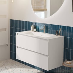 Saniselect Guarda voorgemonteerd badmeubel met witte greeplijst incl. matte keramische wastafel 101x46cm mat wit