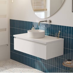 Saniselect Guarda voorgemonteerd badmeubel 1 lade incl. afdekblad met witte greeplijst 100cm mat wit