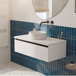 Saniselect Guarda voorgemonteerd badmeubel met zwarte greeplijst incl. matte waskom 100cm mat wit