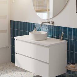 Saniselect Guarda voorgemonteerd badmeubel met witte greeplijst incl. matte waskom 100cm mat wit
