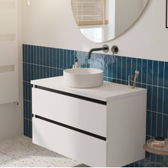 Saniselect Guarda voorgemonteerd badmeubel met zwarte greeplijst incl. matte waskom 100cm mat wit