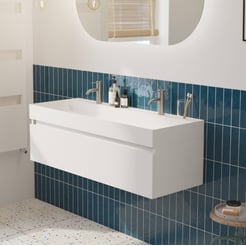 Saniselect Guarda voorgemonteerd badmeubel met witte greeplijst incl. matte wastafel 120x45cm mat wit
