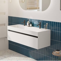 Saniselect Guarda voorgemonteerd badmeubel met zwarte greeplijst incl. matte wastafel 120x45cm mat wit