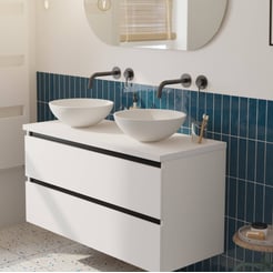 Saniselect Guarda voorgemonteerd badmeubel incl. afdekblad met zwarte greeplijst 120cm mat wit