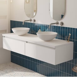 Saniselect Guarda voorgemonteerd badmeubel met witte greeplijst incl. matte waskommen 160cm mat wit