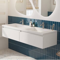Saniselect Guarda voorgemonteerd badmeubel met witte greeplijst incl. wastafel 160,5x51,5cm mat wit