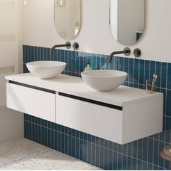 Saniselect Guarda voorgemonteerd badmeubel incl. afdekblad met zwarte greeplijst 160cm mat wit