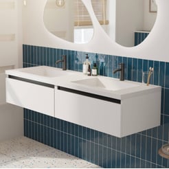 Saniselect Guarda voorgemonteerd badmeubel met zwarte greeplijst incl. wastafel 160,5x51,5cm mat wit