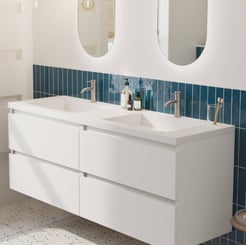 Saniselect Guarda voorgemonteerd badmeubel met witte greeplijst incl. wastafel 160,5x51,5cm mat wit